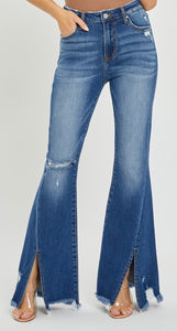 Risen High Rise Front Slit Fray Hem Jean