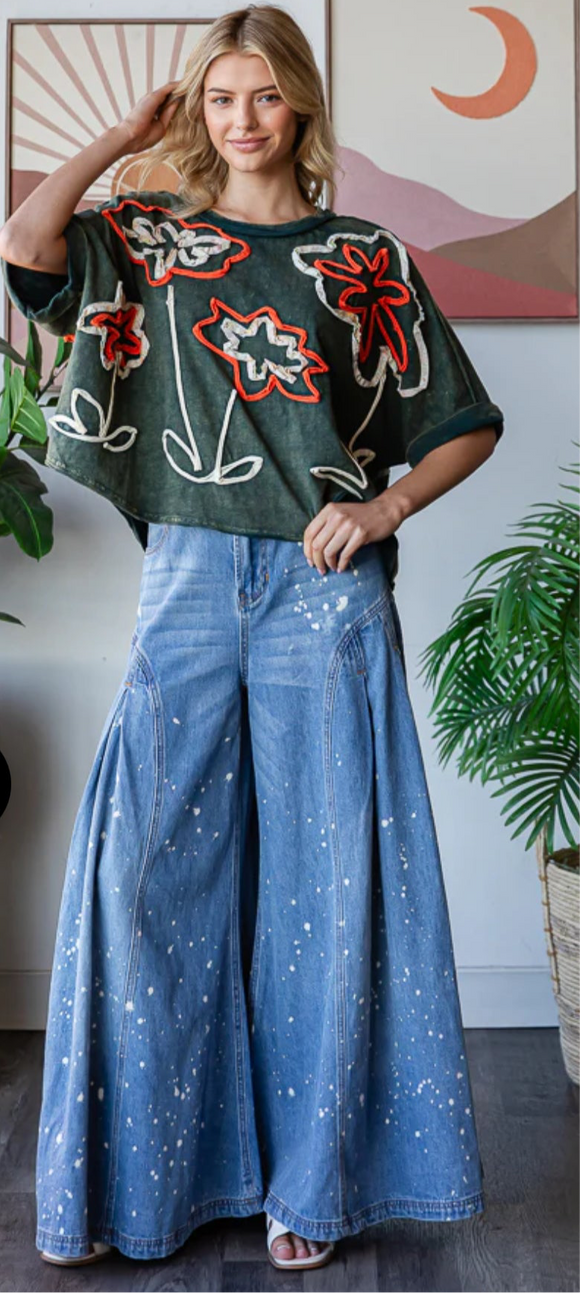 Wide Leg Denim Flowy Jean