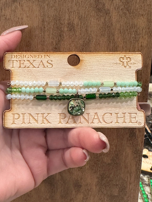 Green Stretch Austrian Crystal Bracelet Trio