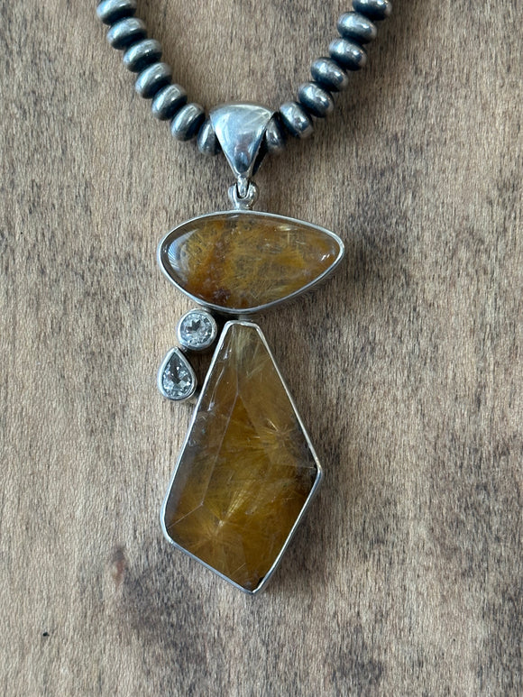 Rutilated Quartz & Topaz Pendant