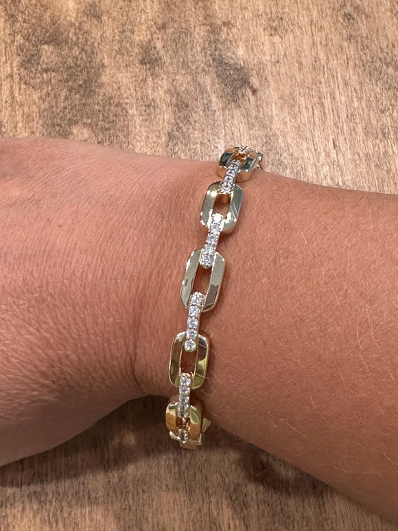 Oval Rhinestone Side Clasp Bracelet