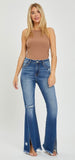 Risen High Rise Front Slit Fray Hem Jean
