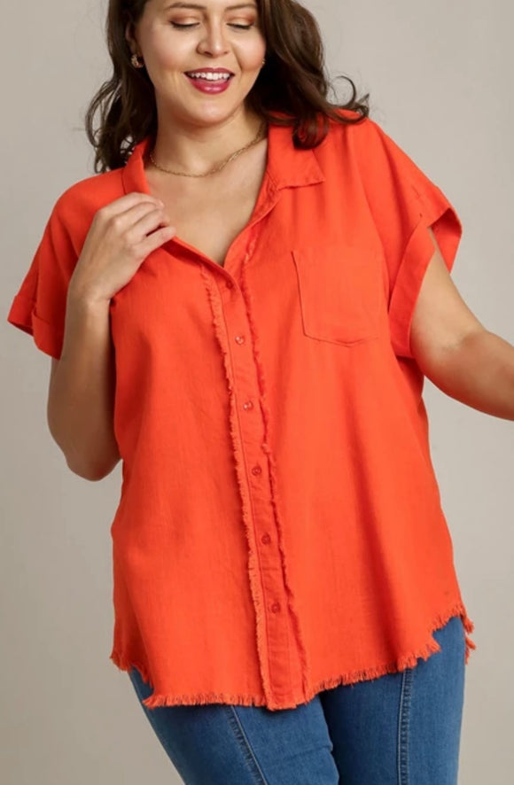 Plus Umgee Button Down Short Sleeve Shirt