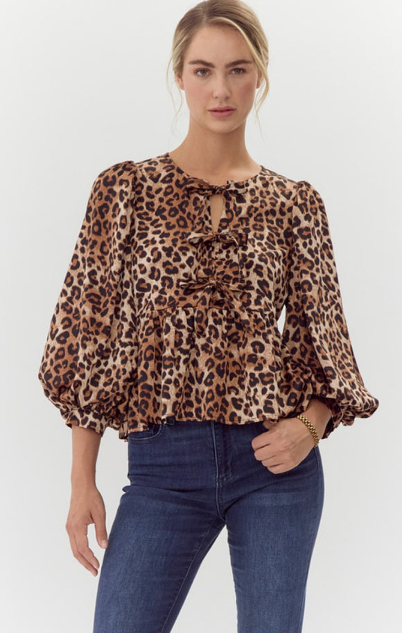 Leopard Bow Front Top
