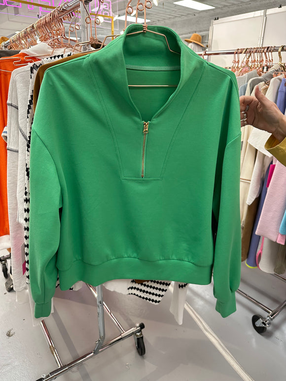 Green scuba 1/2 zip sweatshirt