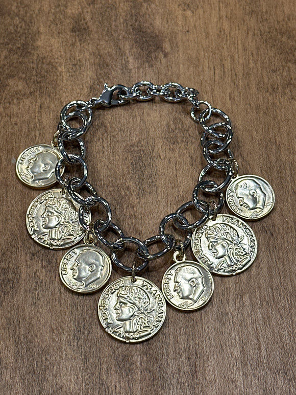 Two-Tone Coin Bracelet