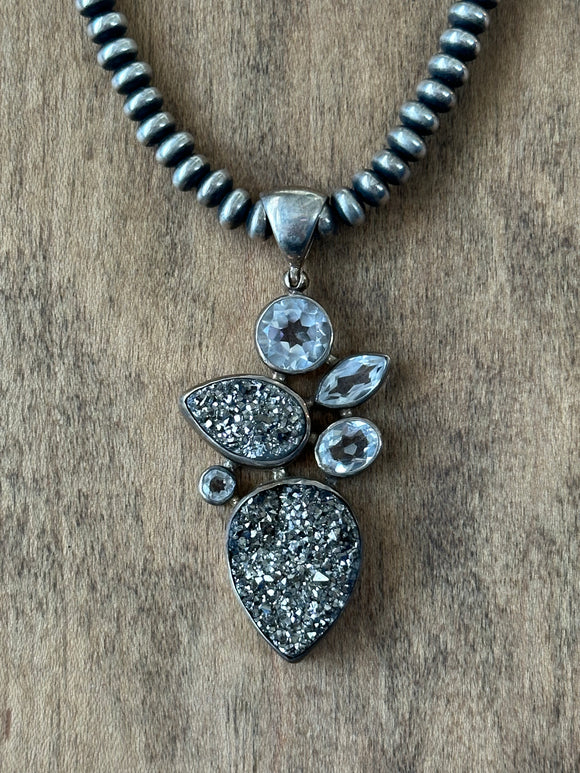 Druzy & Topaz Pendant