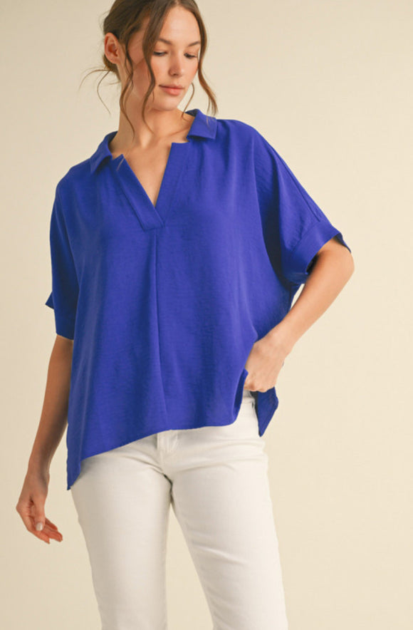 Plus Royal Blue V-Neck Top