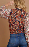 Mixed floral elastic waist top