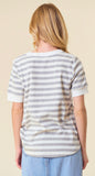 Grey striped v-neck top