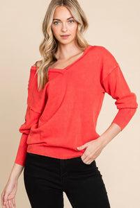 Coral Mineral Wash Sweater