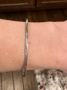 Skinny stamped sterling bangles