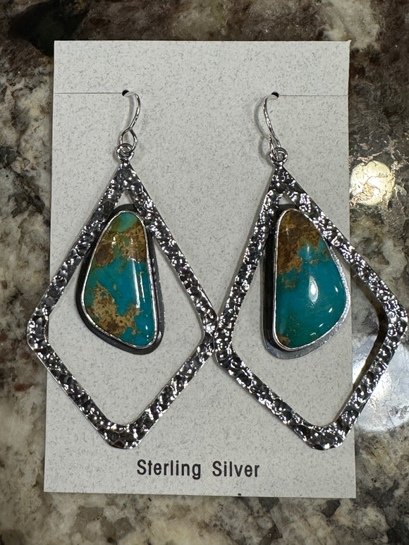 Hammered Sterling & Turquoise Earrings