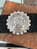 Black rhinestone Indian head bracelet