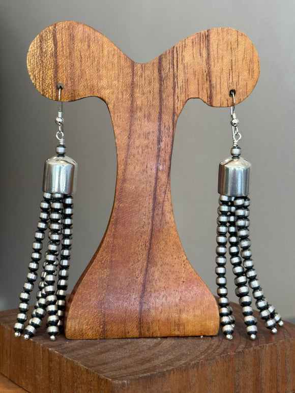 Sterling bead tassel earring
