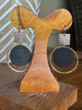 Gold texture wood circle earrings