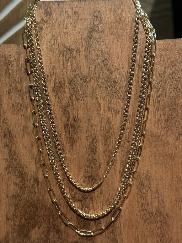 Triple layer gold tone chains