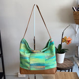 Turquoise multi-colored canvas bag