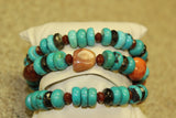 Turquoise and carnelian clasp bracelet