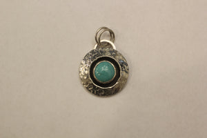 Sterling silver textured dome pendant with turquoise stone