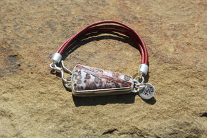 Leopard Skin Jasper leather strand bracelet
