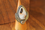 Agate & Druzy Ring with feather accents
