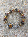 Crystal, Quartz & Sterling silver flower clasp bracelet