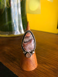 BANDED AGATE WITH PEACH DRUZY & BEAD TRIM