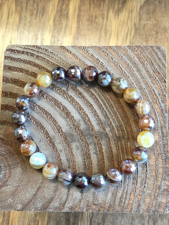 Silverdale Agate faceted stretch bracelet