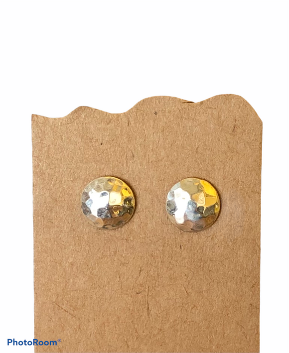 Brass domed hammered stud earrings