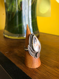 Agate & Druzy Ring with feather accents