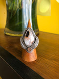 Agate & Druzy Ring with feather accents