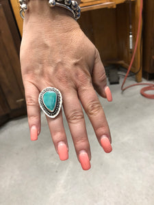 Custom Hammered Turquoise Ring
